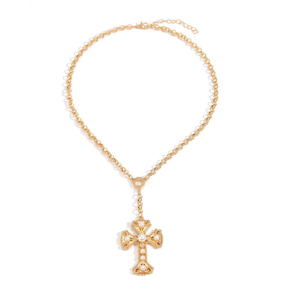 European and american cross-border jewelry: minimalist ins cross pendant necklace, unique and niche design, diamond-studded clavicle chain for women