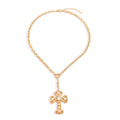 European and american cross-border jewelry: minimalist ins cross pendant necklace, unique and niche design, diamond-studded clavicle chain for women