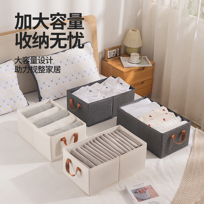 2023 new cotton and linen beige uncovered storage box home moisture-proof washable folding home cotton and linen storage box