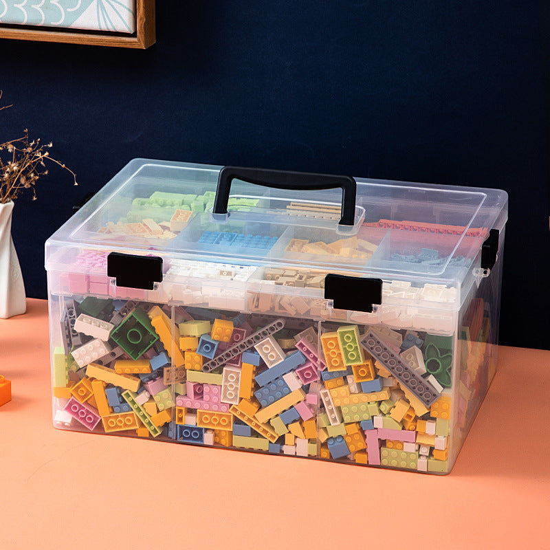 Children's toy storage box transparent plastic small particles building block Lego storage box parts accessories finishing box wholesale