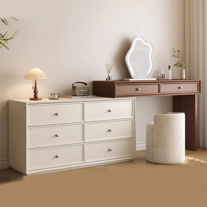 Solid wood dressing table, chinese style, light brown walnut, song style telescopic small apartment bedroom chest of drawers all-in-one dressing table