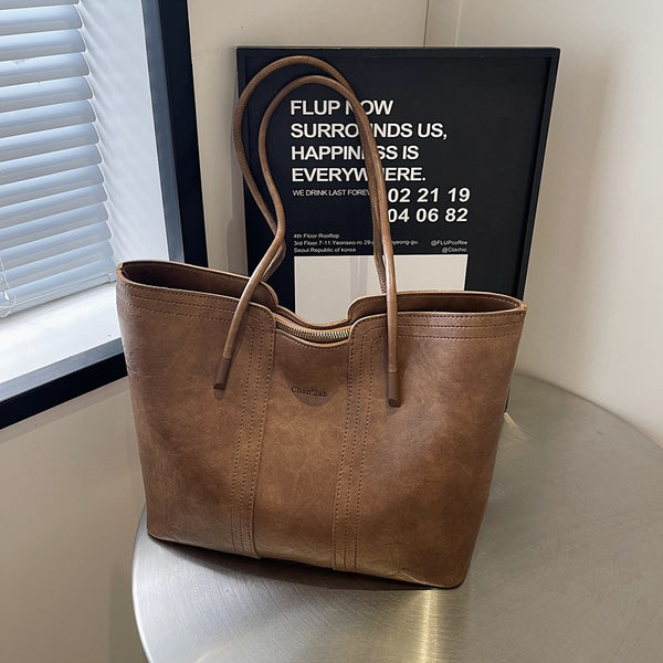 Premium sense retro large-capacity bag women's 2025 new fashion commuter bag shoulder bag popular tote bag