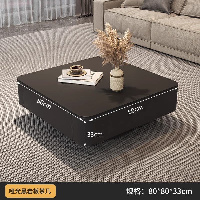 For home tea table living room glass black light luxury slate modern casual combination coffee table small apartment square sense for home