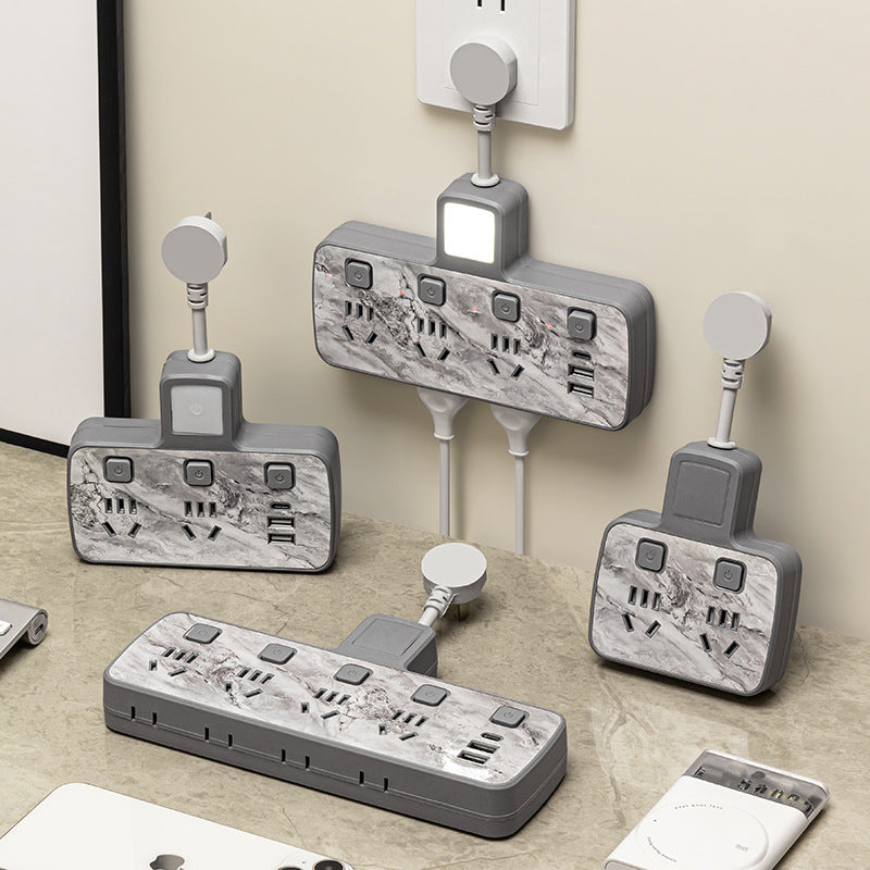 Multi-outlet power strip with usb ports, night light, and individual switches - ideal for office, dorm, and home use