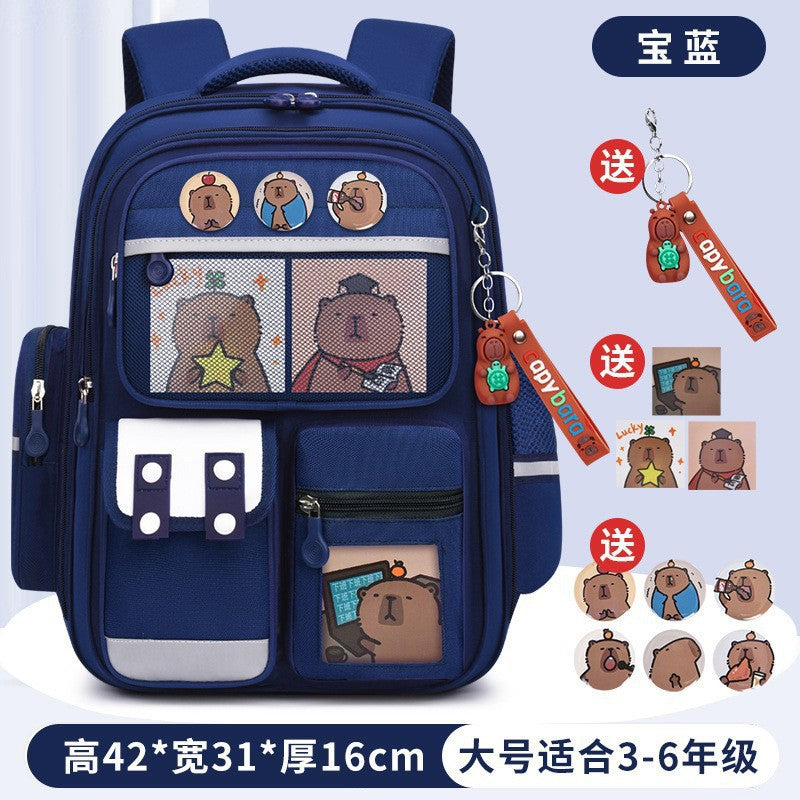 Kapibara new primary school bag, men's and women's 1-3-6 grades, light spine protection, large-capacity children's backpack