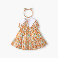 Girls' dress, category a,  short-sleeve baby dress, girls' summer dress, children's square neck baby birthday princess dress