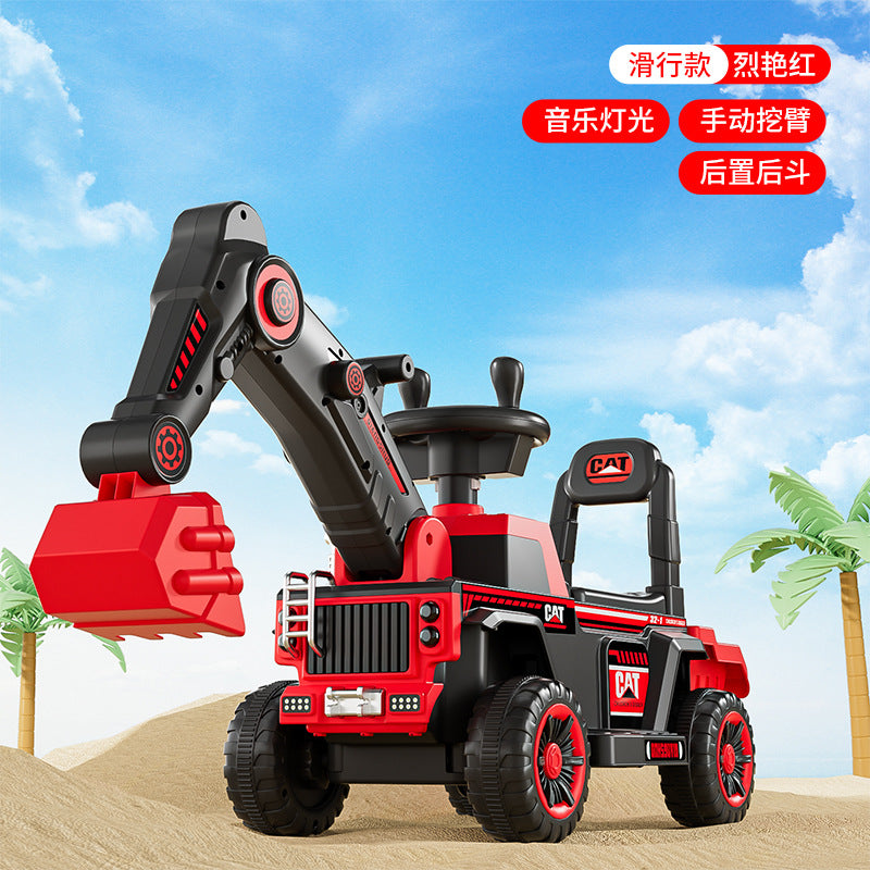 New children's excavator electric seated four-wheeled car large toy excavator baby remote control excavator
