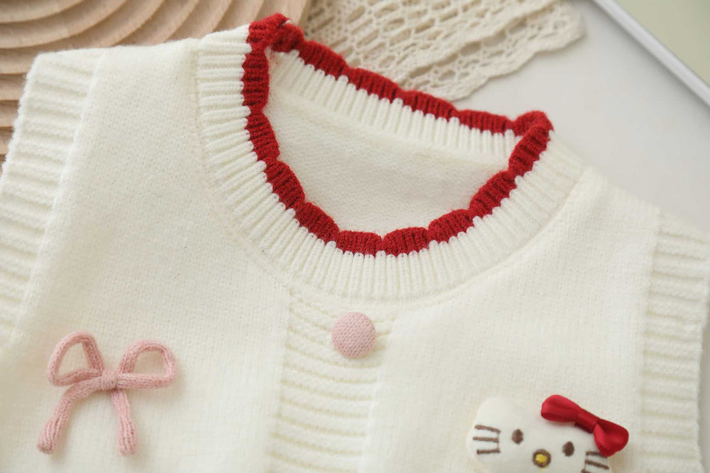 Girlknittingvestkt catknitting shirtvest layering new arrivalkids little girl sweaterwaistcoat vest