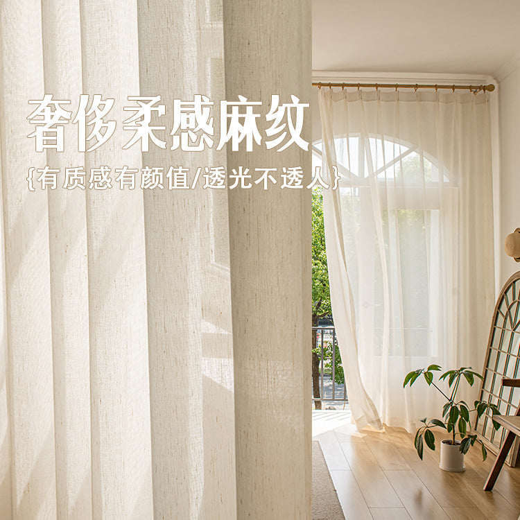 New arrival japanese style translucent and opaque gauze curtain linen gauze living room bedroom window gauze modern accessible luxury new chinoiserie white gauze