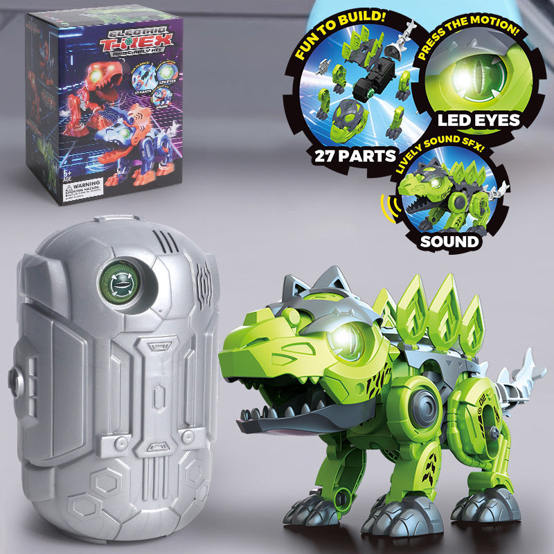 new arrival egg-shaped dinosaur deformation disassembly and assembly triceratops tyrannosaurus rex eyes can light up kids boys toys