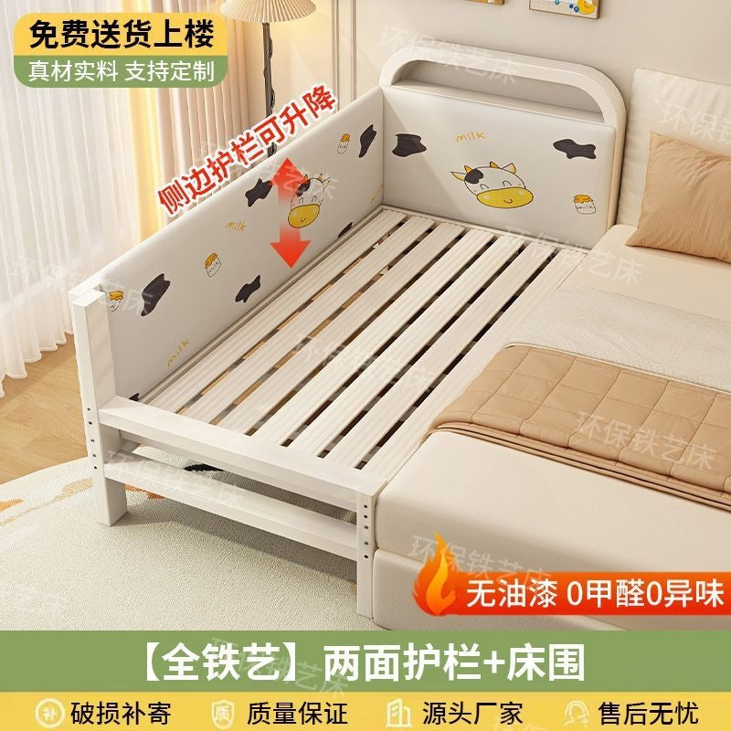 Iron kids bed baby patchwork bed large bed widened bed heightened guardrail adjustable steel frame single bed