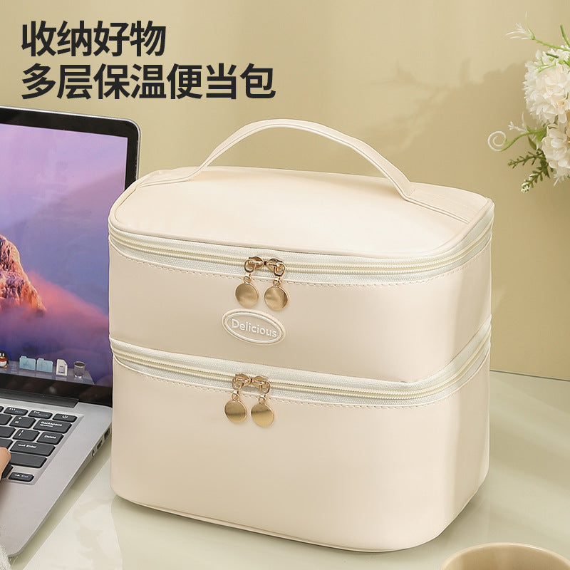 Beilian thickened aluminum foil lunch box bag, office worker portable double-layer portable lunch bag, thermal insulation handbag, student