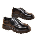 Leather shoes men's shoes round toe 2026thick solenew arrival british height increasing mencasual business formal wear wedding groom