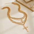 Multi-layered necklace wholesale european and american cross-border new niche cross retro jewelry easter clavicle chain for women