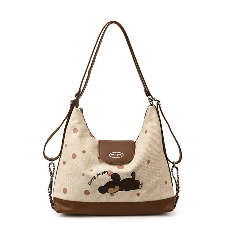 2025 new autumn/winter cute puppy large capacity tote bag - stylish and versatile handbag, commuter shoulder bag, and backpack