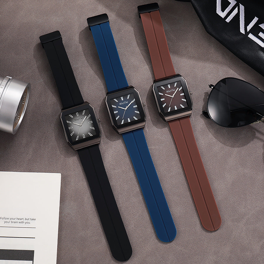 New arrival cross-border hot-selling silicone strap men's watch, foreign trade bestseller, quartz fashion wristwatch, wholesale