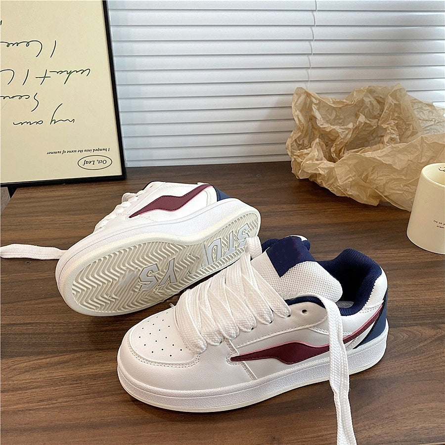 Preppy style national trend niche bread shoes women's ins trend 2026 summer new styleeasiest for matchthick sole round toetie back sneakers
