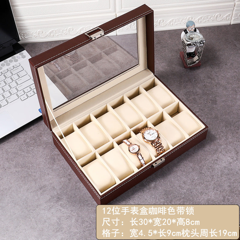 New double-layer 20-digit watch box with sunroof watch jewelry storage box bracelet box large-capacity watch collection box