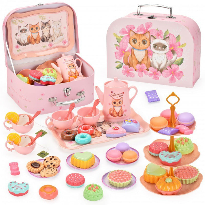 Cross-border export girl play house afternoon tea tea set simulation dessert cake coffee coffee break portable gift box