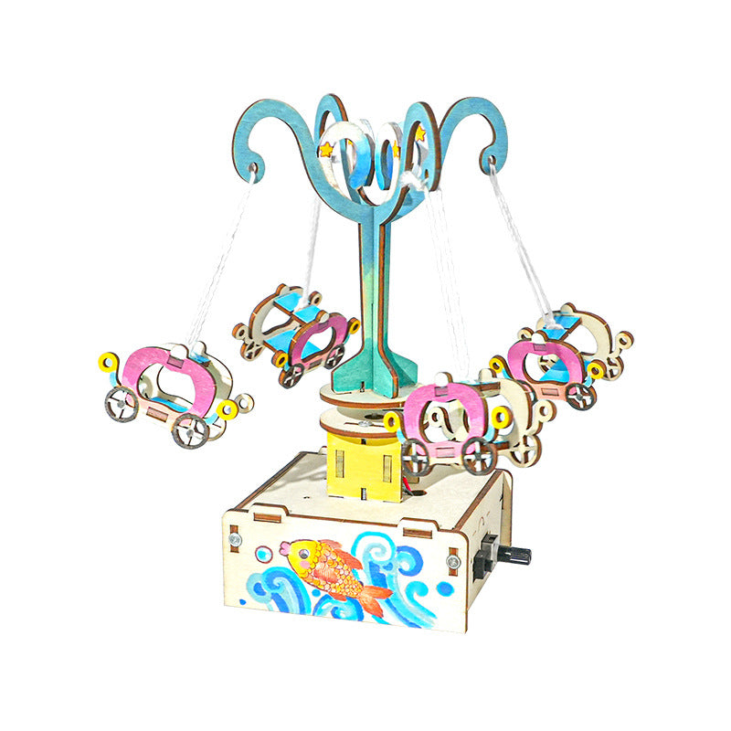 Electric speed control rotating flying chair technology small production wooden handmade DIY scientific experiment puzzle STEAM teaching aid bag