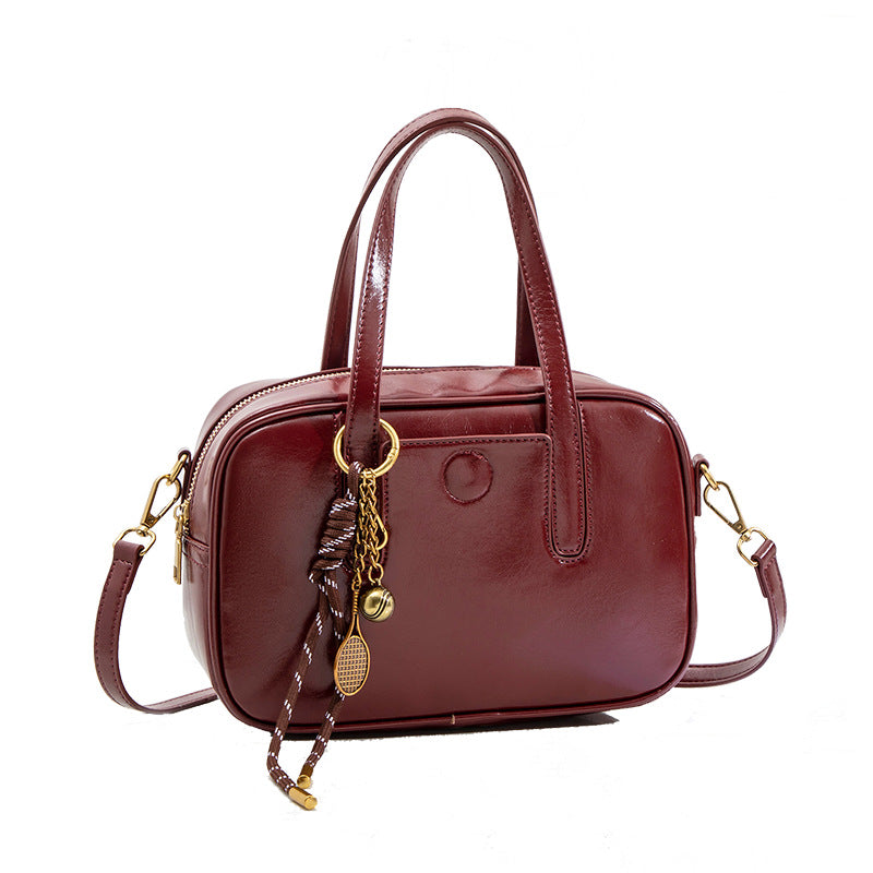 2025 new women's retro chic bowling bag - premium leather trendy handbag, tote, shoulder bag, small square bag