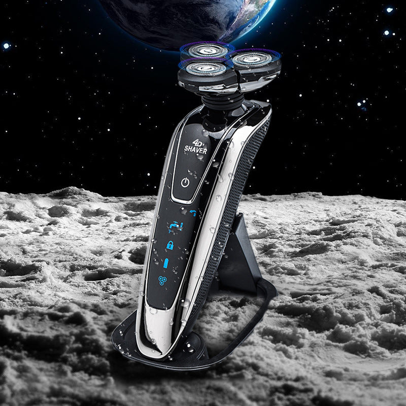 Floating head electric shaver with digital display, full body washable, 3-in-1 rechargeable razor