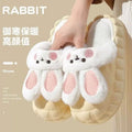 Women's winter slippers with heel, cute bunny design, indoor home use, couple's warm slippers for autumn and winter