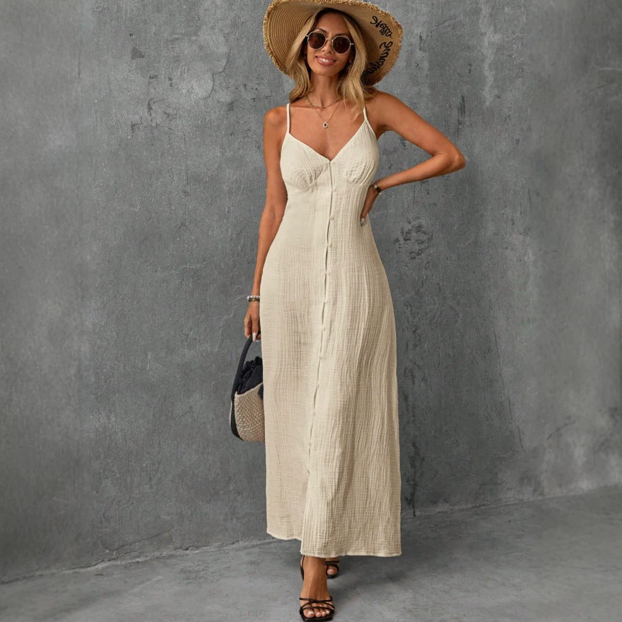 european and american cross-border new summer women's sleeveless vacation style maxi dress