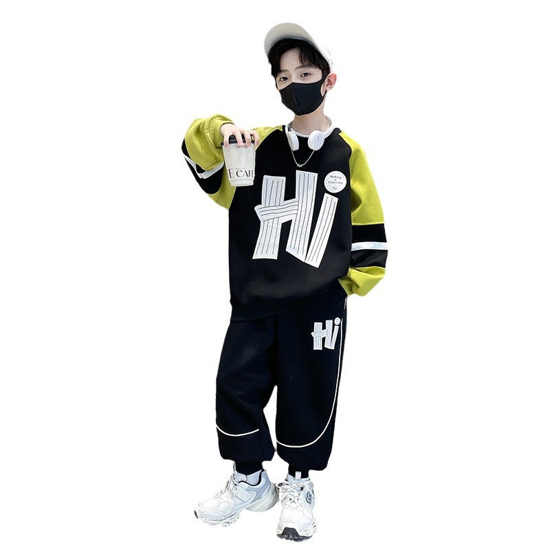 Boys' fall outfit set: new  autumn/spring collection - hoodie & pants set for older boys - sporty, cool, and trendy for autumn