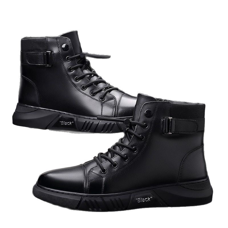 Men's martin boots: new 2025 autumn/winter collection - fleece-lined, british style, high-top casual leather shoes, non-slip men's footwear