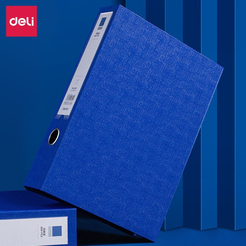 Deli 63209 blue 55mmA4 file box PVC induction and sorting storage side-entry magnetic buckle sealing file box
