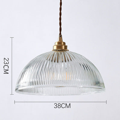 Zhongshan lamps, Nordic style restaurant bar balcony personalized minimalist single-head chandelier brass striped glass chandelier