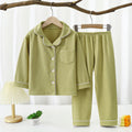 Derong pajamas kids pajamas men and women baby new autumn and winterlong sleevestwo-piece set boys and girls lapel home clothes