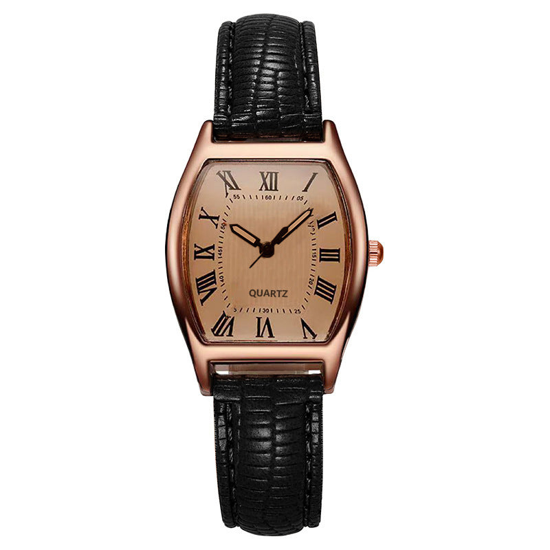 Wine barrel mirror minimalist alloy influencer live stream women's watch waterproof quartz casual square leather strap watch