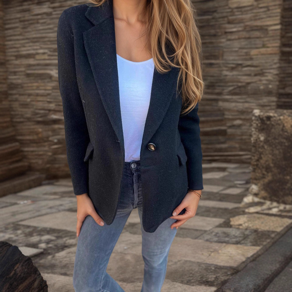 fashion cross-border coat fall and winter new arrival women's casualwoolen lapel button flap pocket pantsoutwear