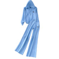 Gentle wind pink tie backslimming lookpullover hooded knittinglong sleevessweatshirthigh waiststraight-legloose pantsembroidersuit