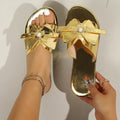 Women's pearl butterfly flat sandals - new summer  collection: minimalist thong sandals, casual non-slip beach slippers