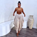 European and american cross-border women's fashion:  summer new arrivals - high-waisted, slimming, designer casual solid color loose wide-leg pants for women