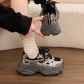 2026 spring/summer new breathable mesh chunky sneakers, niche thick-soled casual shoes, fashionable athletic women's flats, height-increasing women's shoes