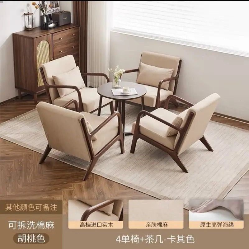 Balcony tea table and chair combination small apartment one table and two chairs household solid wood simple three-piece set reading and drinking tea cp