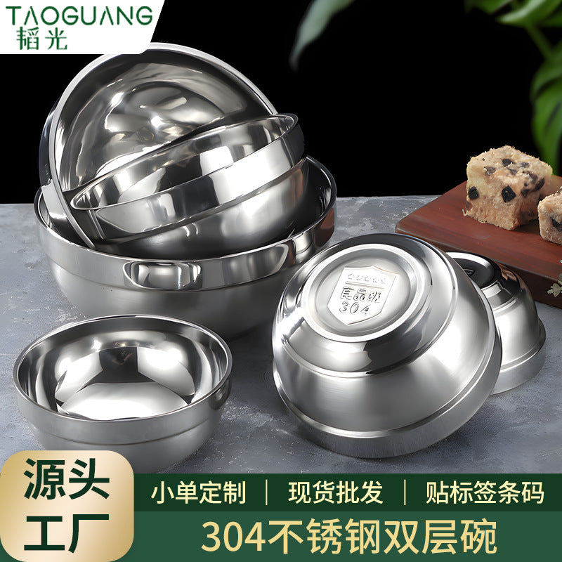 304 stainless steel double-walled insulated bowl - perfect for home, kindergarten, and kids' mealtime. soup bowl available with custom logo