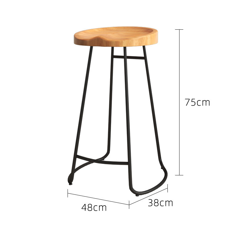 Bar table and chair combination Industrial style wrought iron solid wood bar High foot milk tea shop Cake shop Narrow table against the wall