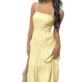 european and american cross-border yellow french style sleeveless slip dress