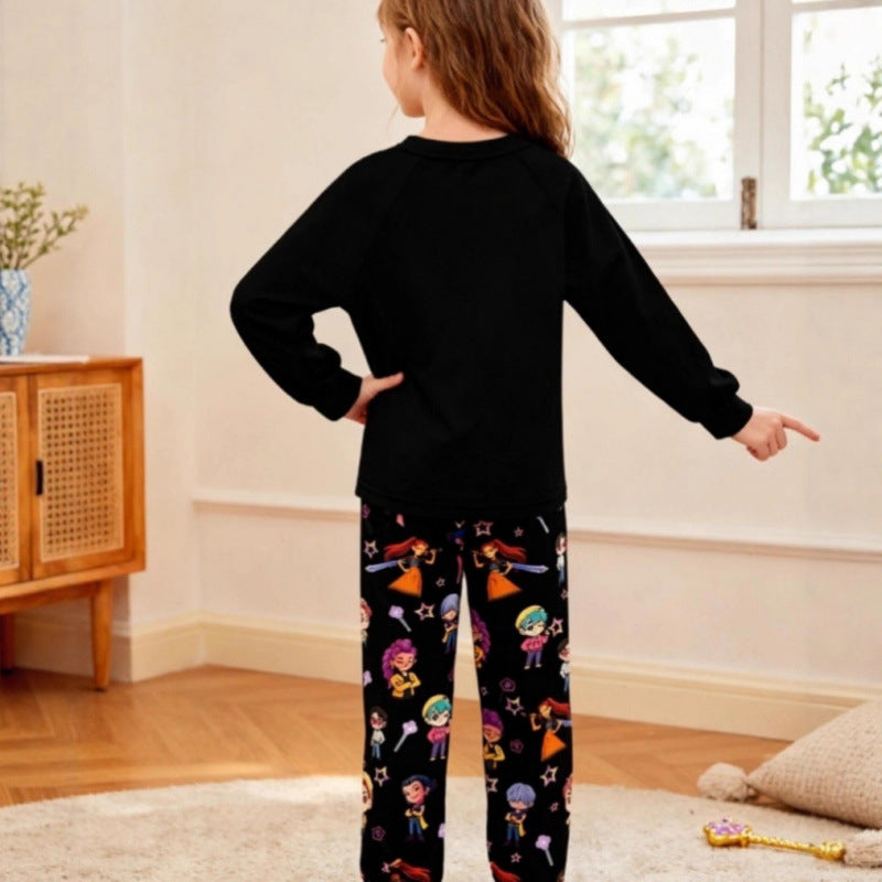 New girls' pants set - witcher squad style - kids' long sleeve and pants outfit for mid-to-large children