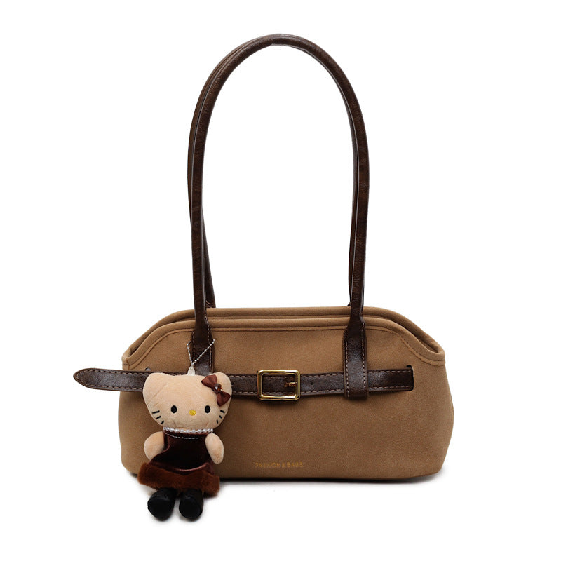 Retro bag for women, large capacity, 2025 new autumn and winter, versatile, fashionable, textured shoulder bag, work clothing, armpit bag