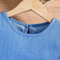 summer cute girls' dress -  wholesale - blue cartoon cat pattern flutter sleeve girl's dress