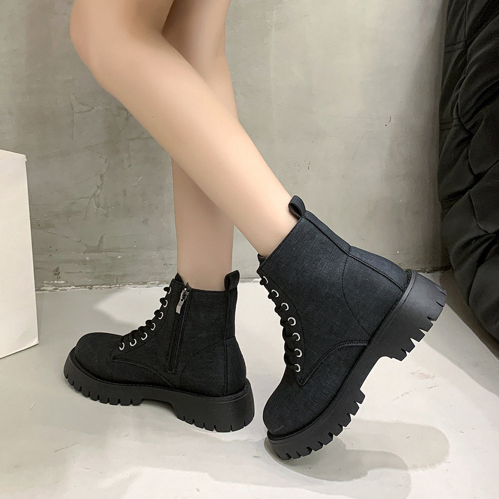 fashionplus sizeboots women exportbritishthick sole single boots retroflats short boots