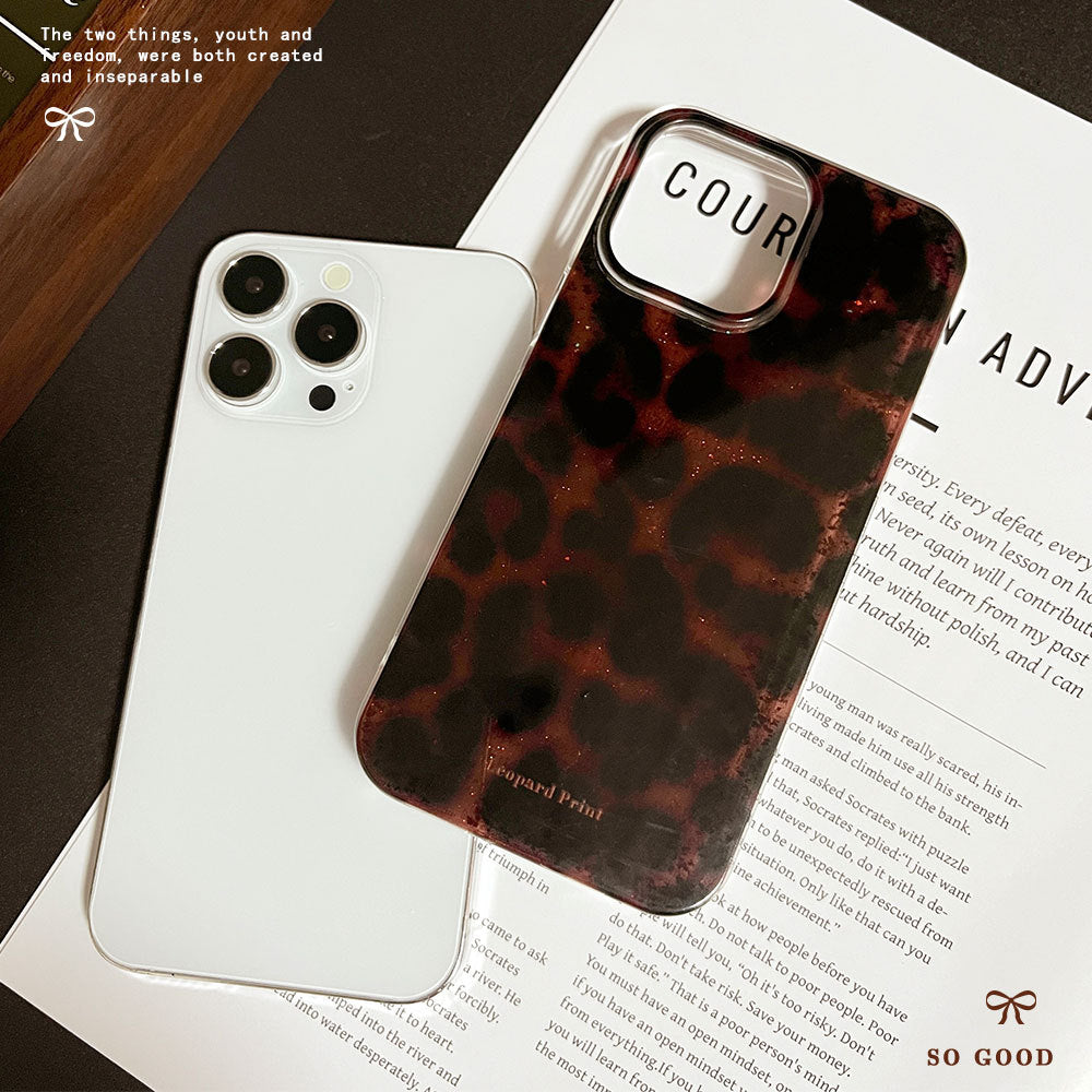 Glue glitter powder suitable for iphone17promax translucent leopard print mobile phone case apple 16 large hole protective cover cross-border