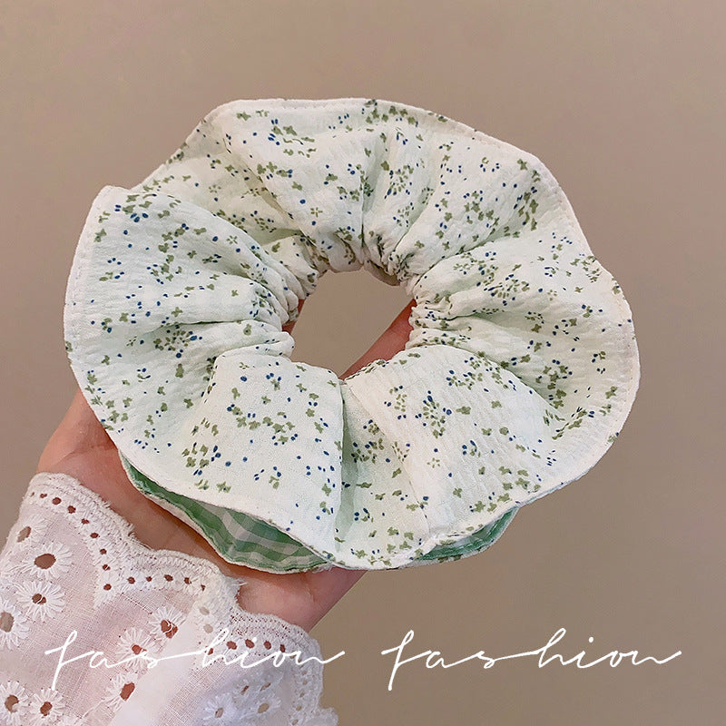 Forest style yellow plaid large intestine hair tie for women classy sense of pastoral lazy style hair rope ball head tie hair headwear