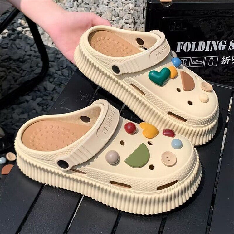 New arrival crocs women's ins trendy outwear 2023summereasiest for match heighteningplatform shoes toe beach sandals cartoon